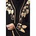 Front open abaya with embroidery work- Black-golden